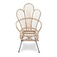 Java Chair - Natural Rattan with Black Metal - Scalloped Back