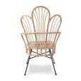 Java Chair - Natural Rattan with Black Metal - Scalloped Back