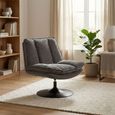 Bella Swivel Accent Armless Chair - Grey and Matt Black - Fabric 