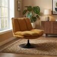 Bella Swivel Accent Armless Chair - Ochre Yellow and Matt Black - Fabric 