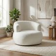 Daisy Accent Chair - Curved Back - White - Fabric