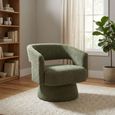 Orla Swivel Accent Chair - Curved Back - Green - Fabric