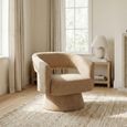 Orla Swivel Accent Chair - Curved Back - Oatmeal - Fabric
