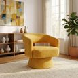 Orla Swivel Accent Chair - Curved Back - Ochre - Fabric