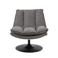 Bella Swivel Accent Armless Chair - Grey and Matt Black - Fabric 