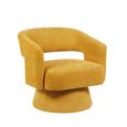 Orla Swivel Accent Chair - Curved Back - Ochre - Fabric