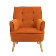 Tara Accent Armchair - Burnt Orange Velvet - Fabric and Oak