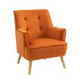 Tara Accent Armchair - Burnt Orange Velvet - Fabric and Oak