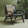 Inca Chair - Black Cow Leather with Teak Wood - Lounge