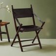 Inca Chair - Black Leather with Teak Wood - Folding