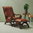 Inca Chair - Brown Leather with Footstool