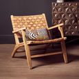 Inca Chair - Brown Leather with Teak Wood - Lounge