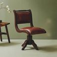 Inca Chair - Brown Leather with Teak Wood - Swivel