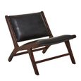 Inca Chair - Black Cow Leather with Teak Wood - Lounge