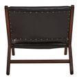 Inca Chair - Black Cow Leather with Teak Wood - Lounge