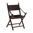 Inca Chair - Black Leather with Teak Wood - Folding