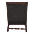 Inca Chair - Black Leather with Teak Wood - Lounge with Footstool
