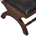 Inca Chair - Black Leather with Teak Wood - Lounge with Footstool