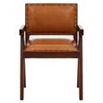 Inca Chair - Brown Leather with Teak Wood - Large Angular