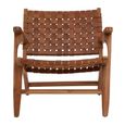 Inca Chair - Brown Leather with Teak Wood - Lounge