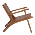 Inca Chair - Brown Leather with Teak Wood - Lounge