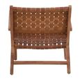 Inca Chair - Brown Leather with Teak Wood - Lounge