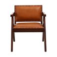 Inca Chair - Brown Leather with Teak Wood - Small Angular