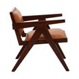 Inca Chair - Brown Leather with Teak Wood - Small Angular