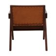 Inca Chair - Brown Leather with Teak Wood - Small Angular