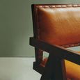 Inca Chair - Brown Leather with Teak Wood - Small Angular