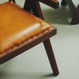Inca Chair - Brown Leather with Teak Wood - Small Angular