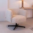 Estelle Swivel Lounge Chair - Cream - Fabric and Metal