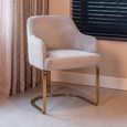 Hadley Khaki Velvet Fabric Armchair with Gold Legs 