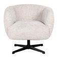 Estelle Swivel Lounge Chair - Cream - Fabric and Metal