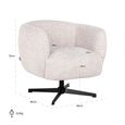 Estelle Swivel Lounge Chair - Cream - Fabric and Metal