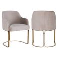 Hadley Khaki Velvet Fabric Armchair with Gold Legs 