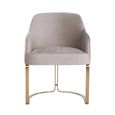 Hadley Khaki Velvet Fabric Armchair with Gold Legs 