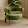Eclipse Armchair - Curved Back - Olive Green and Black - Fabric and Metal
