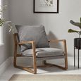 Charles Accent Armchair - Grey - Fabric and Wood