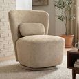 Aura Swivel Chair - Curved Back - Oatmeal - Fabric