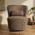 Aura Swivel Chair - Curved Back - Espresso - Fabric