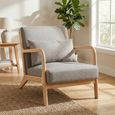 Hadley Accent Armchair - Stone Linen - Fabric and Wood