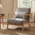 Hadley Accent Armchair - Stone Linen - Fabric and Wood