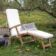 Arrecife Outdoor Deck Chair - with Cushion - White and Natural - Fabric and Teak Wood
