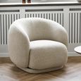 Hawkes Lounge Armchair - Curved Back - Cream - Fabric