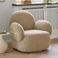 Messina Swivel Lounge Armchair - Light Brown - Fabric