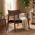 Olvera Lounge Armchair - Dark Brown and Black - Ash Wood and Faux Leather