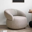 Sion Swivel Lounge Armchair - Curved Back - Beige - Fabric