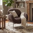 Zomba Lounge Armchair - Dark Brown and Chrome - Fabric and Metal