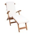 Arrecife Outdoor Deck Chair - with Cushion - White and Natural - Fabric and Teak Wood